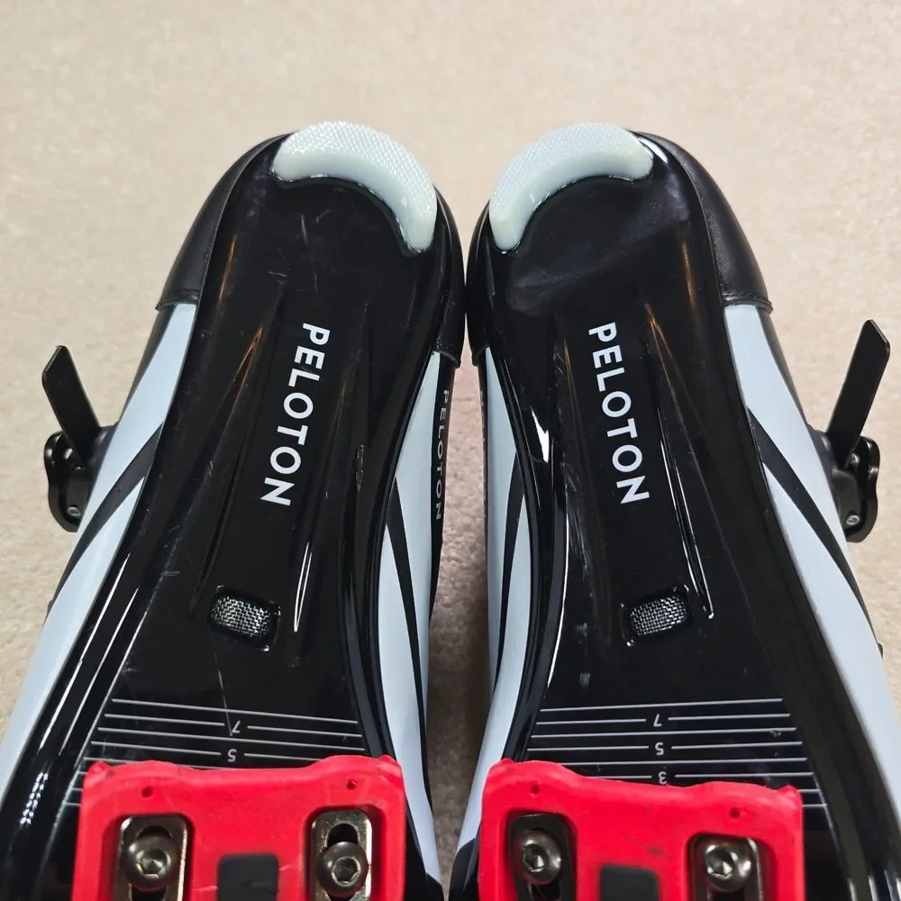 Peloton Cycling Shoes Mens Euro 47 US 13 SPD-SL Cleats Black Red Indoor Bike EUC